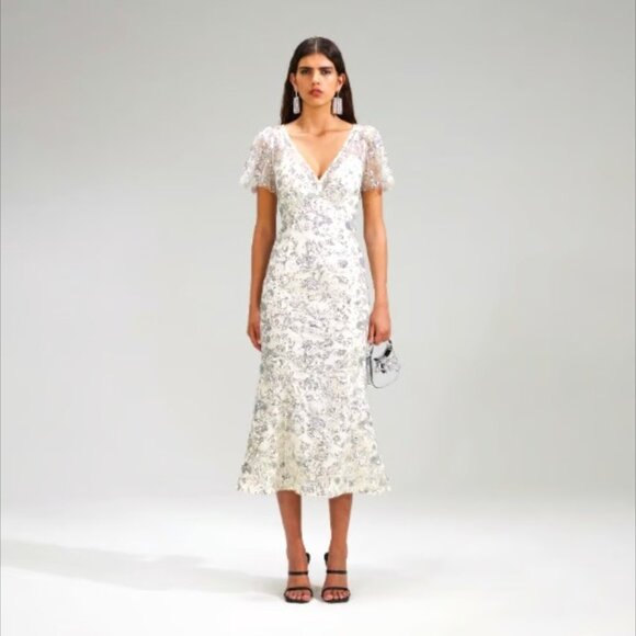 Self-Portrait Dresses & Skirts - Self Portrait Dress Champagne Sequinned Midi Dress Size 8